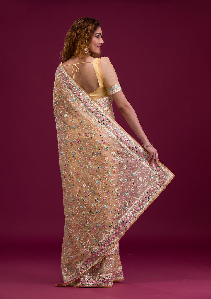 Gold Gotapatti Shimmer Georgette Saree