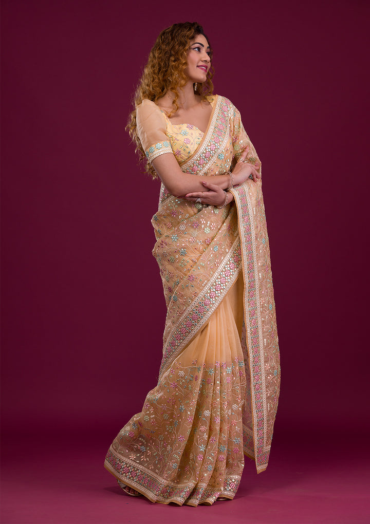 Gold Gotapatti Shimmer Georgette Saree