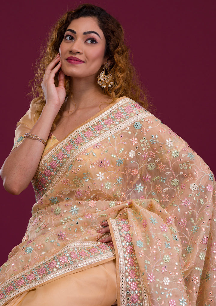 Gold Gotapatti Shimmer Georgette Saree