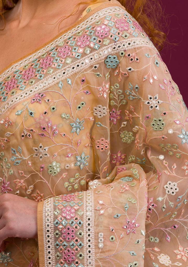 Gold Gotapatti Shimmer Georgette Saree