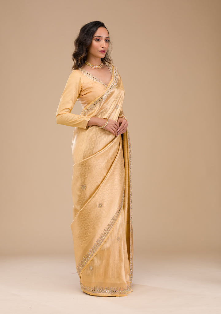 Gold Mirrorwork Soft Silk Saree