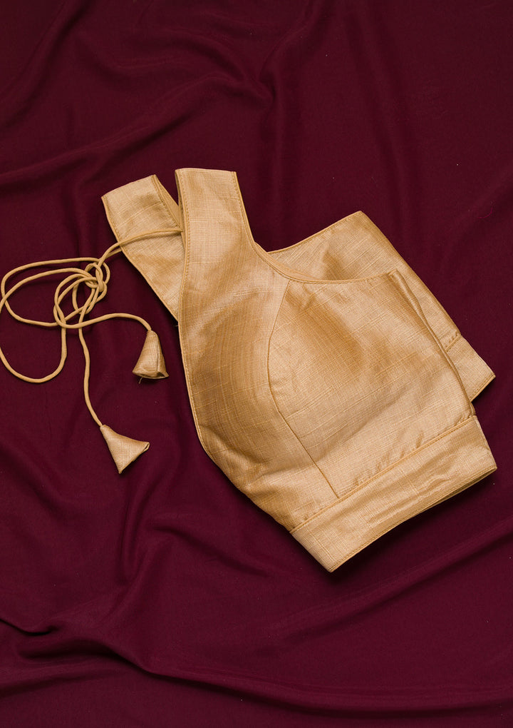 Gold Plain Raw Silk Blouse