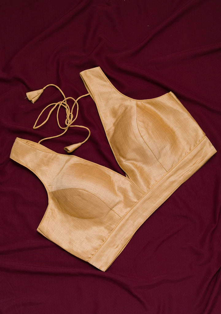 Gold Plain Raw Silk Blouse