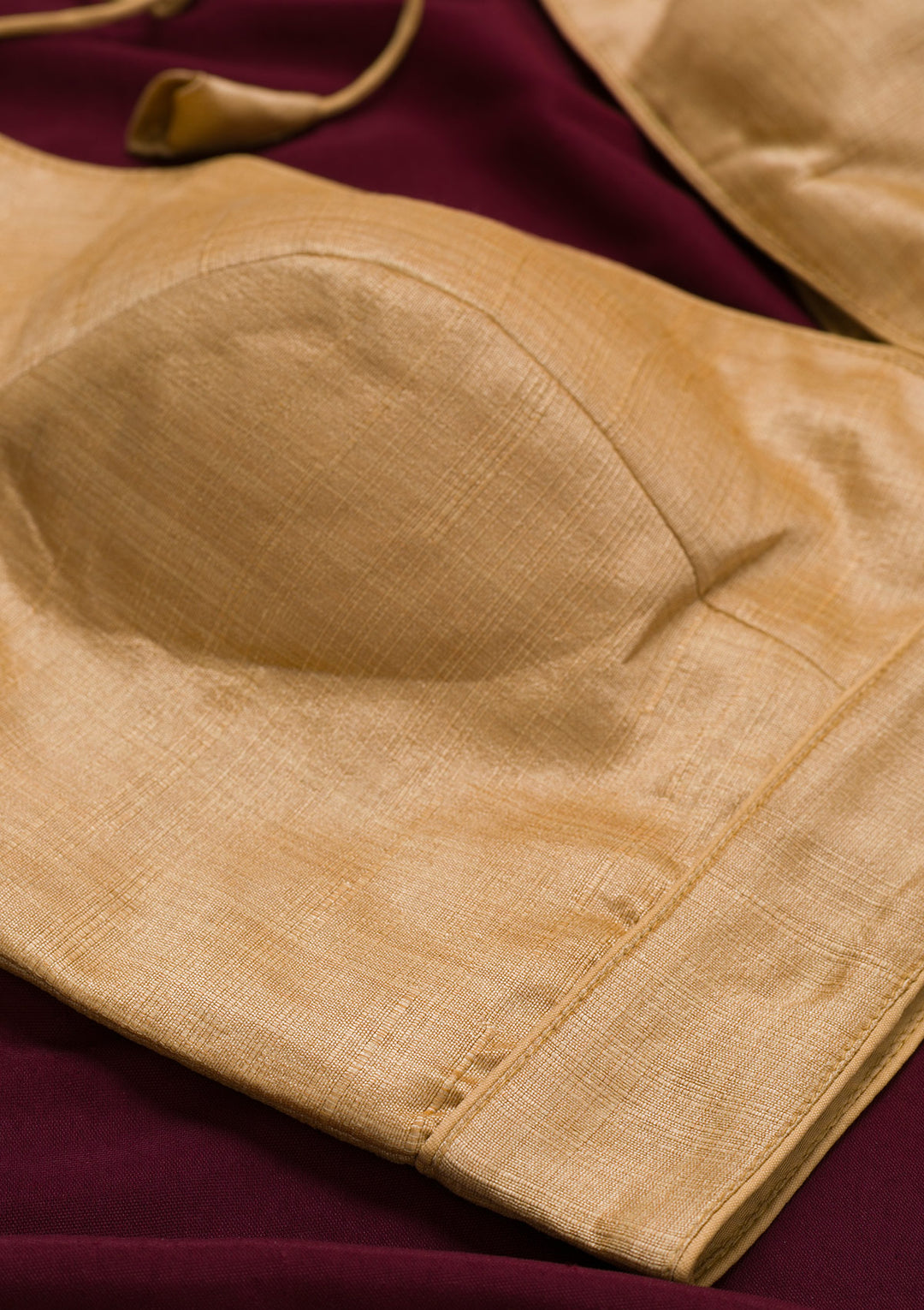 Gold Plain Raw Silk Blouse