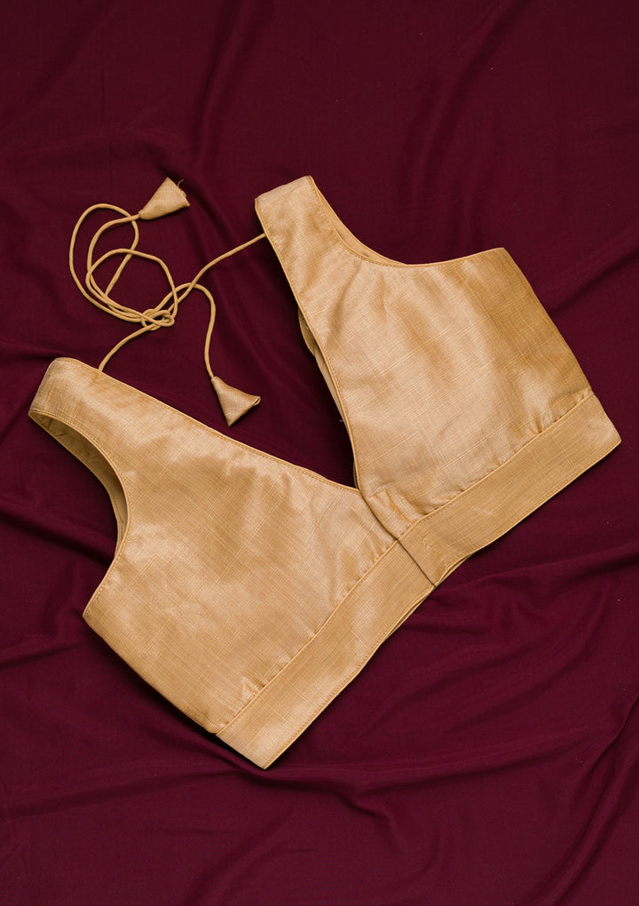 Gold Plain Raw Silk Blouse
