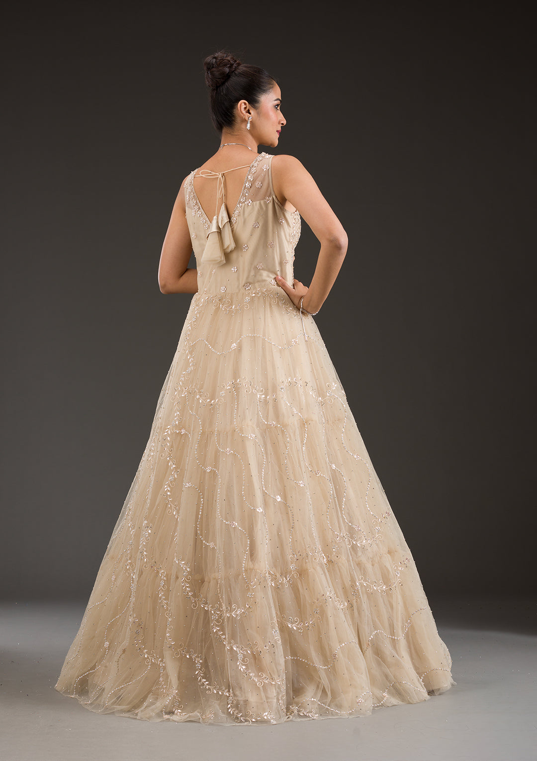 Gold Stonework Net Gown
