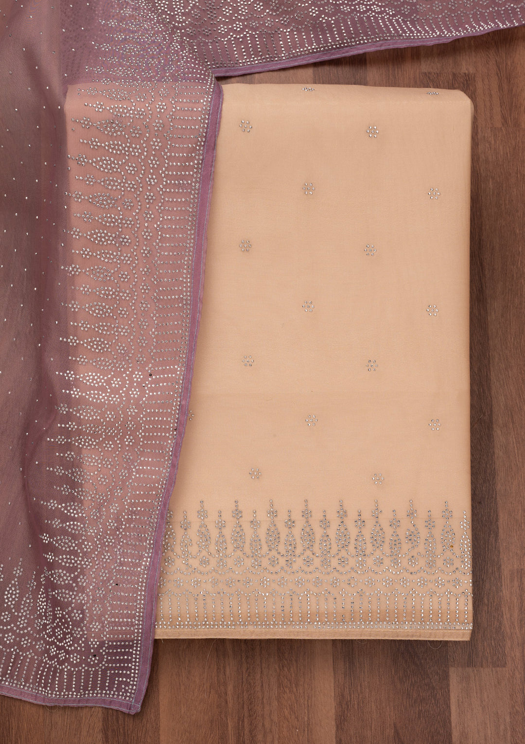 Gold Swarovski Tissue Unstitched Salwar Suit