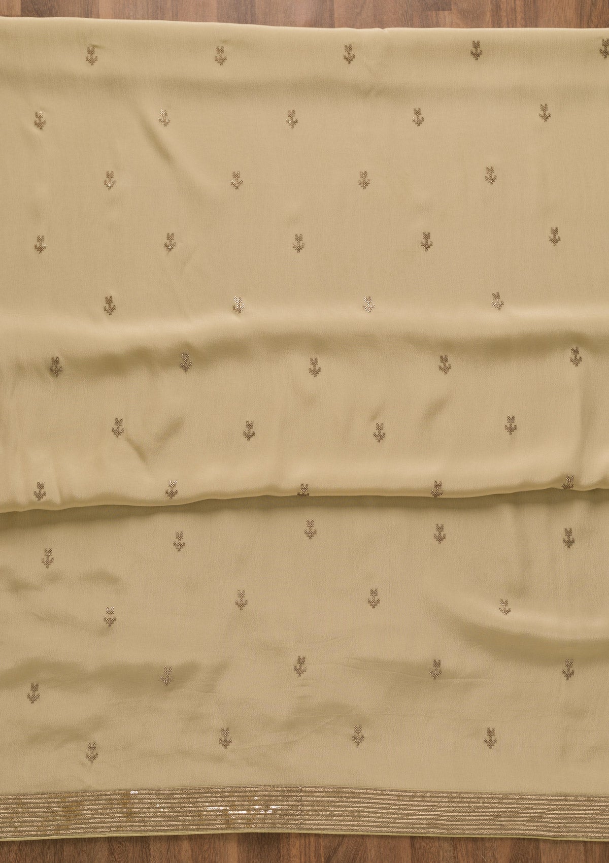 Gold Threadwork Semi Crepe Unstitched Salwar Suit-Koskii