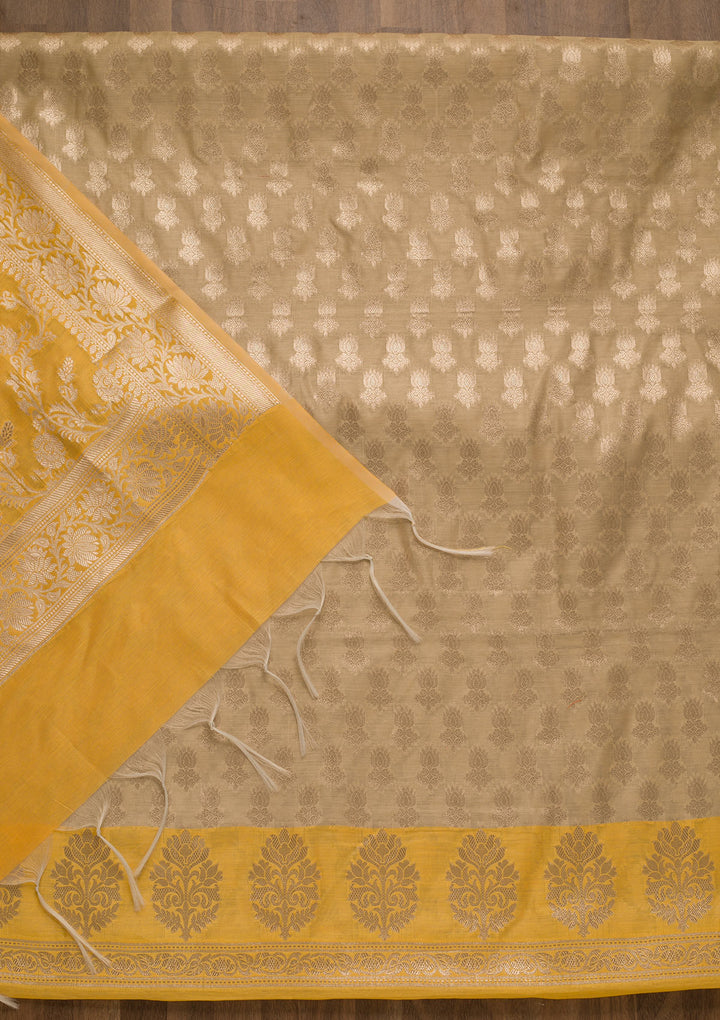 Gold Zariwork Banarasi Unstitched Salwar Suit
