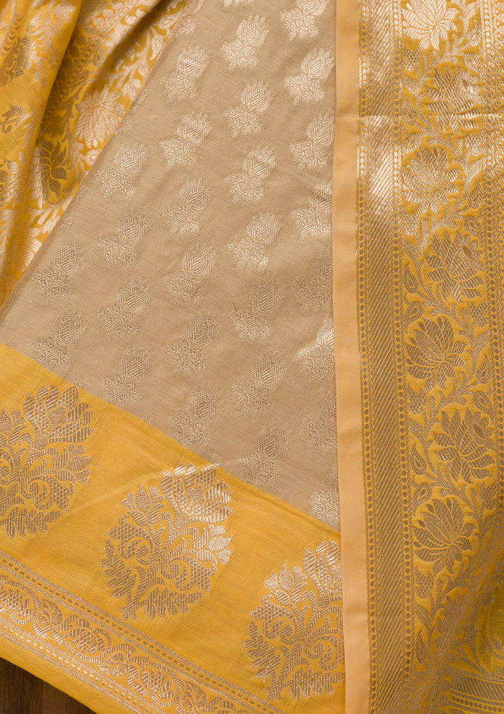 Gold Zariwork Banarasi Unstitched Salwar Suit