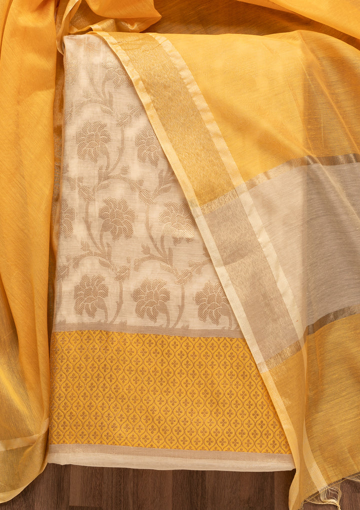 Gold Zariwork Brocade Unstitched Salwar Suit