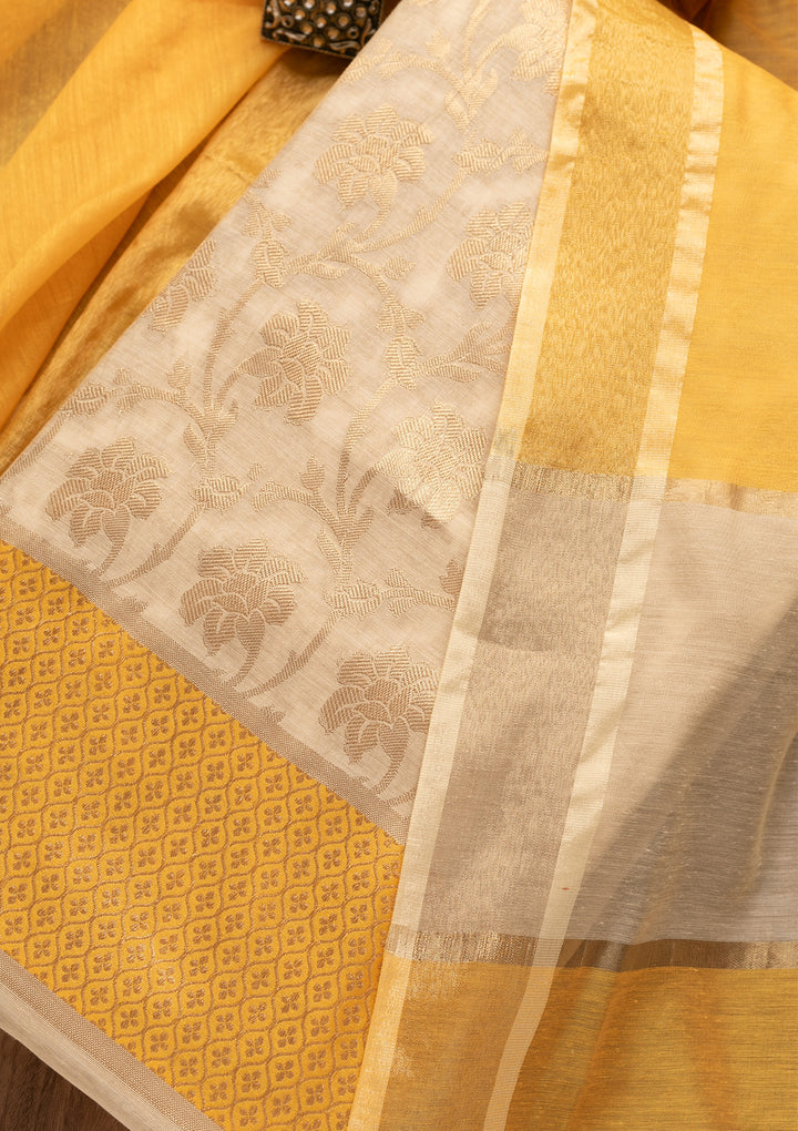 Gold Zariwork Brocade Unstitched Salwar Suit