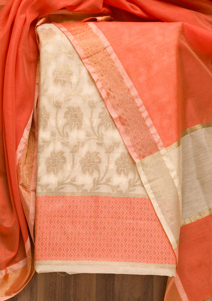 Gold Zariwork Brocade Unstitched Salwar Suit