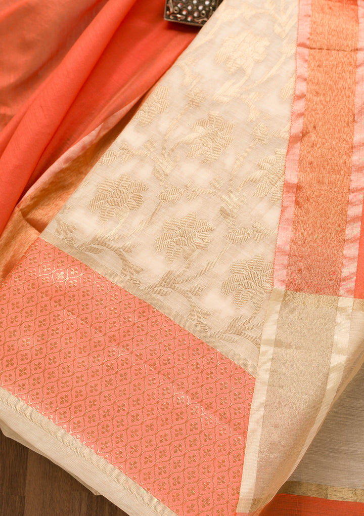 Gold Zariwork Brocade Unstitched Salwar Suit