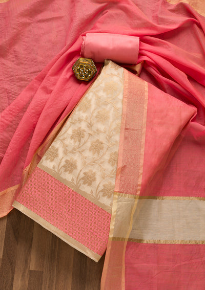 Gold Zariwork Brocade Unstitched Salwar Suit