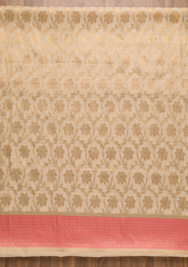Gold Zariwork Brocade Unstitched Salwar Suit
