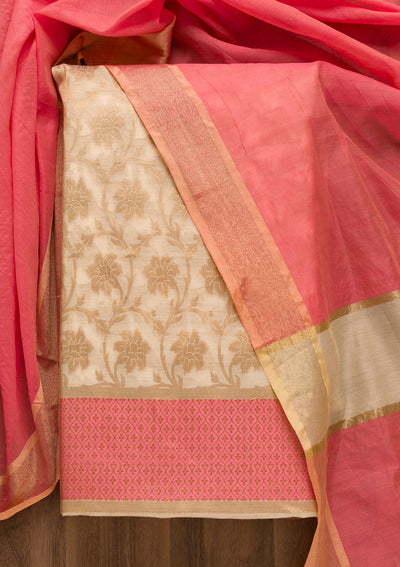 Gold Zariwork Brocade Unstitched Salwar Suit