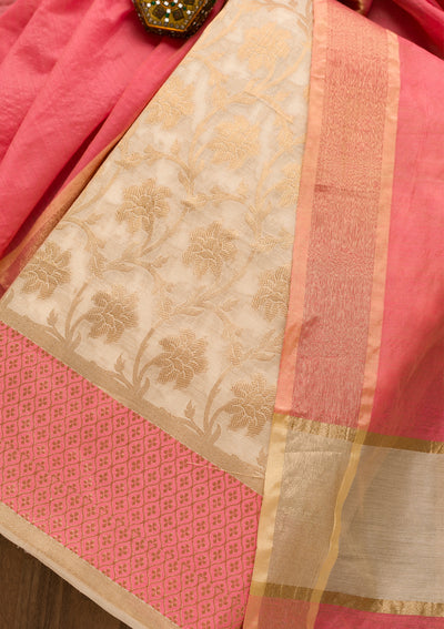 Gold Zariwork Brocade Unstitched Salwar Suit