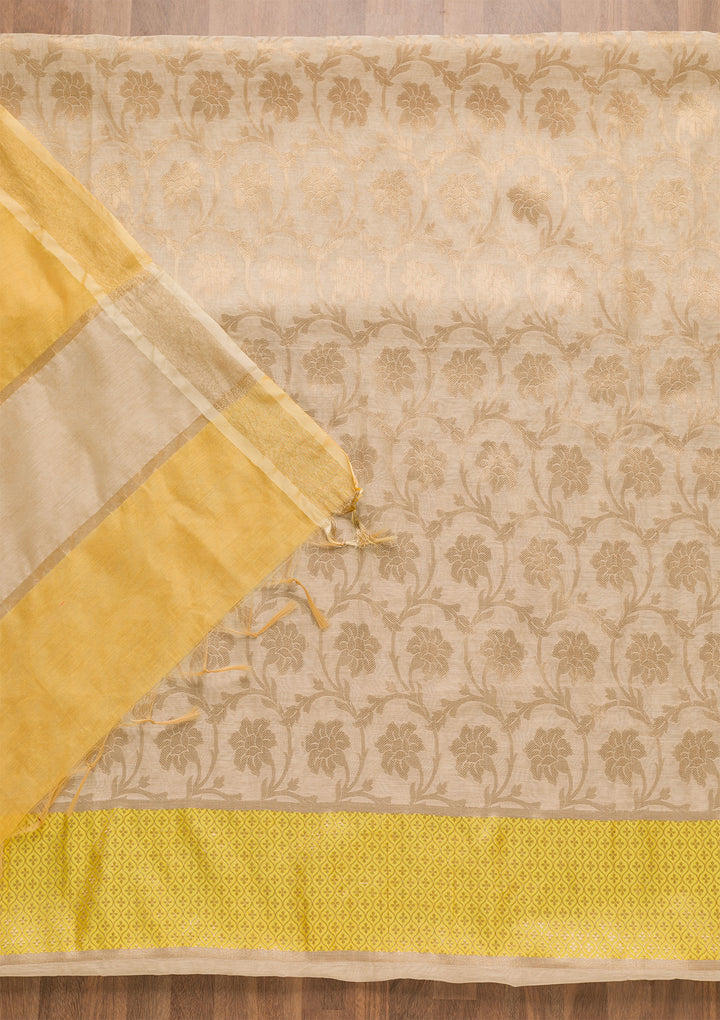 Gold Zariwork Brocade Unstitched Salwar Suit