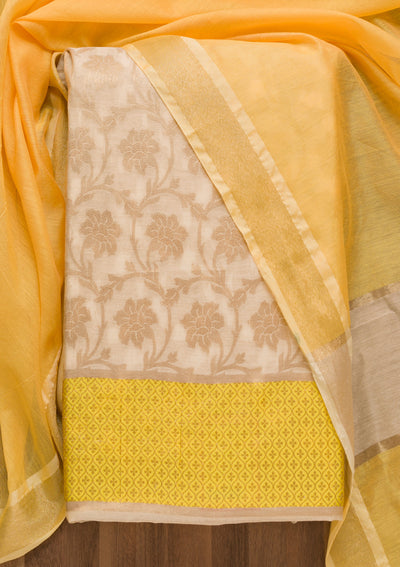 Gold Zariwork Brocade Unstitched Salwar Suit