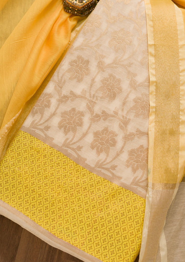 Gold Zariwork Brocade Unstitched Salwar Suit