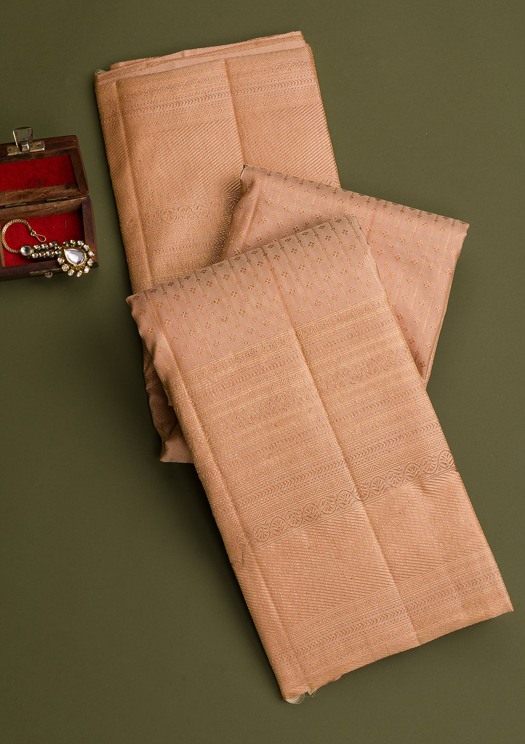 Gold Copper Zariwork Pure Silk Saree-Koskii