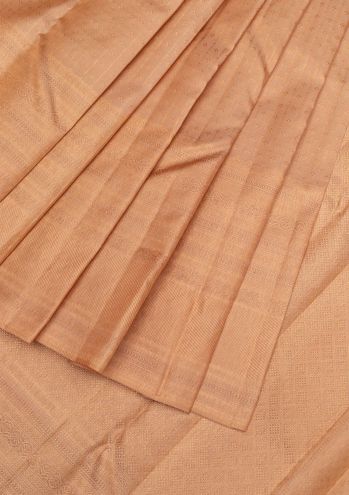 Gold Copper Zariwork Pure Silk Saree