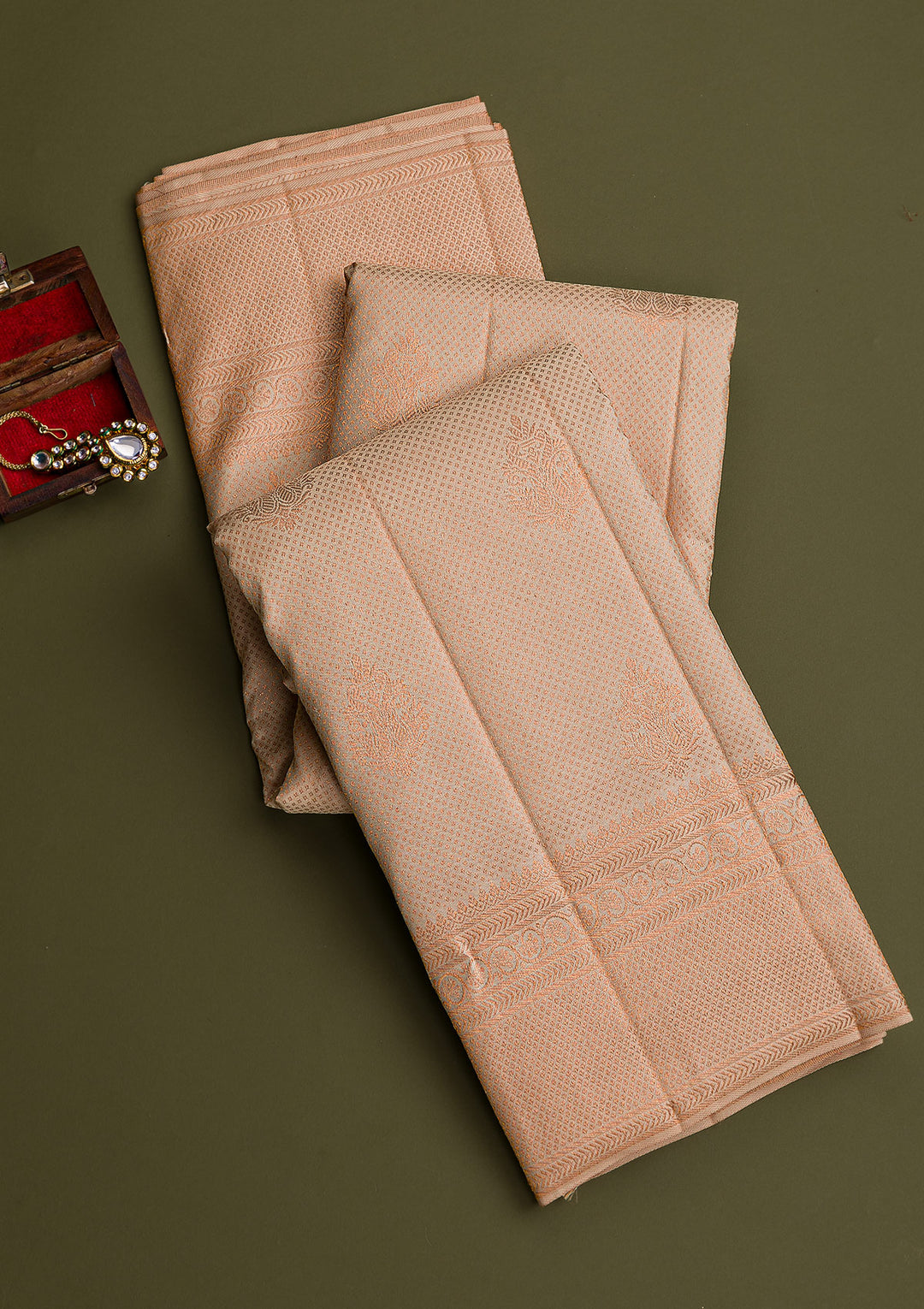 Gold Copper Zariwork Pure Silk Saree-Koskii