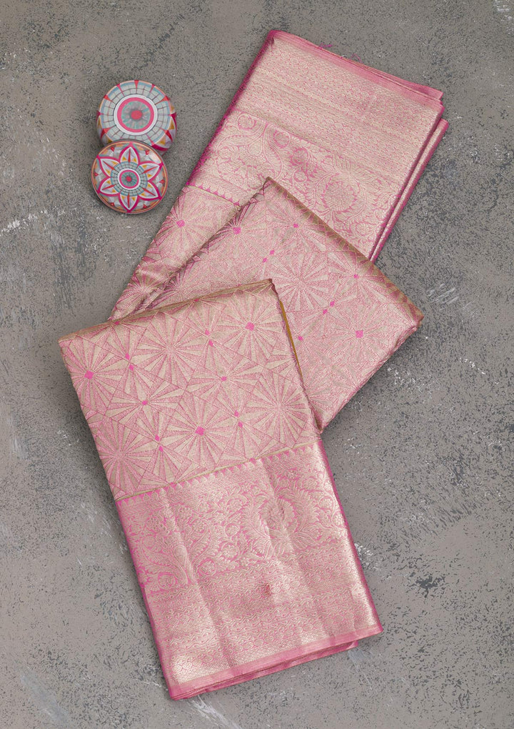 Pink Zariwork Kanjivaram Pure Silk Saree