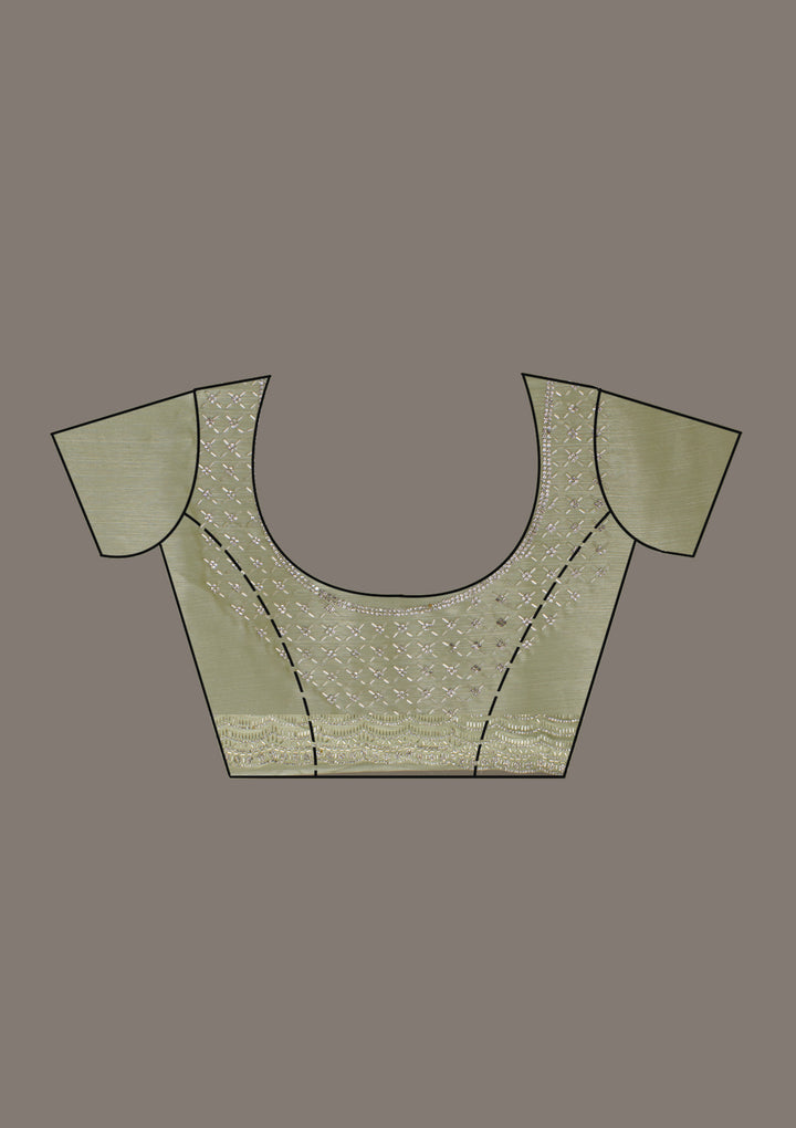 Green Stonework Chiffon Saree