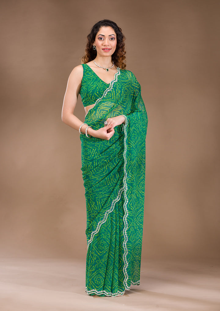 Green Stonework Georgette Saree