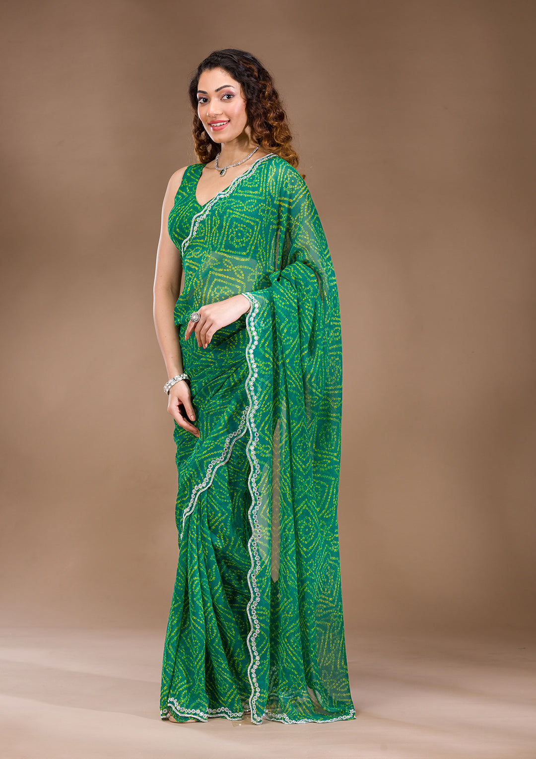 Green Stonework Georgette Saree