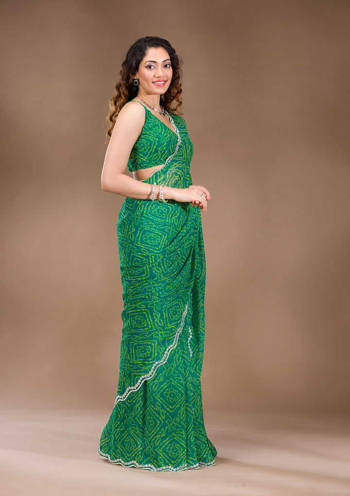 Green Stonework Georgette Saree