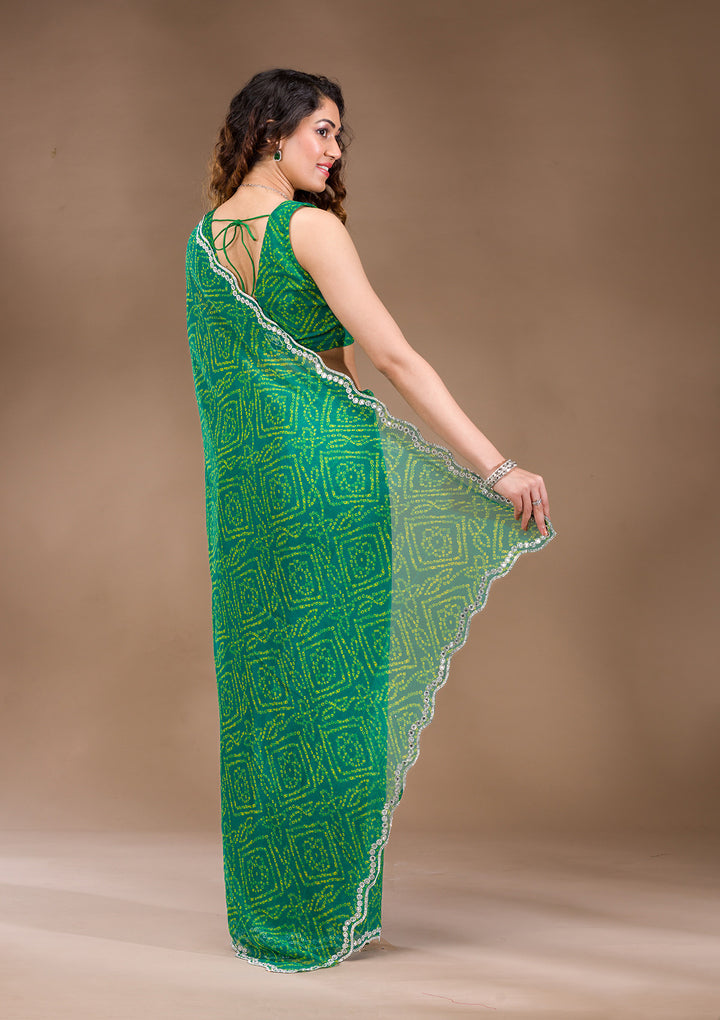 Green Stonework Georgette Saree