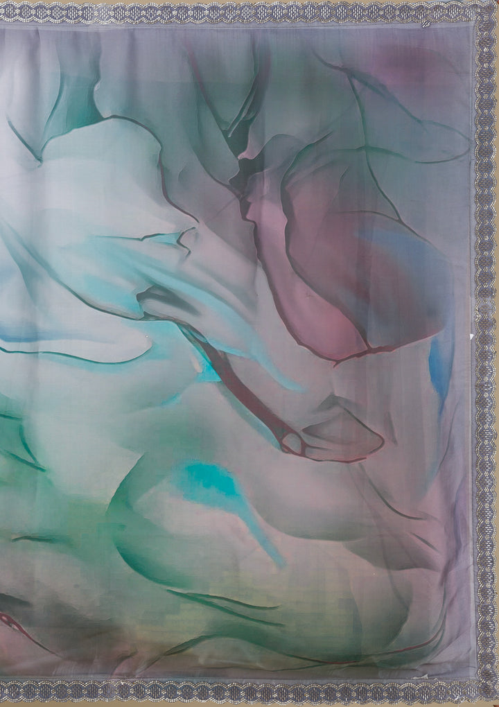 Blue Stonework Satin Saree