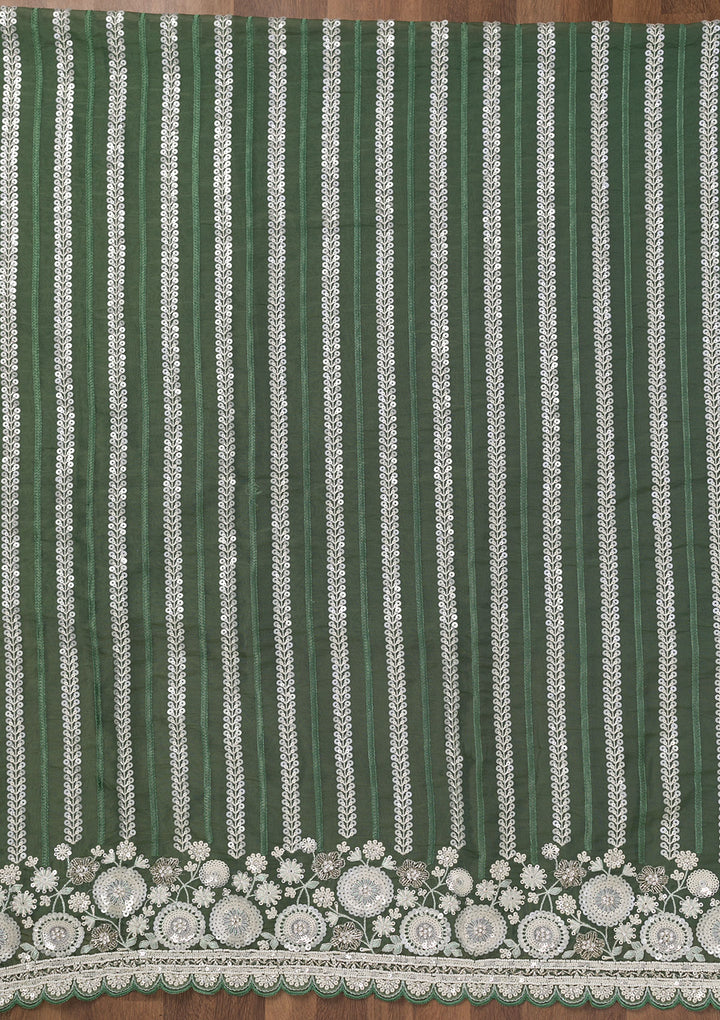 Green Threadwork Tissue Unstitched Salwar Suit