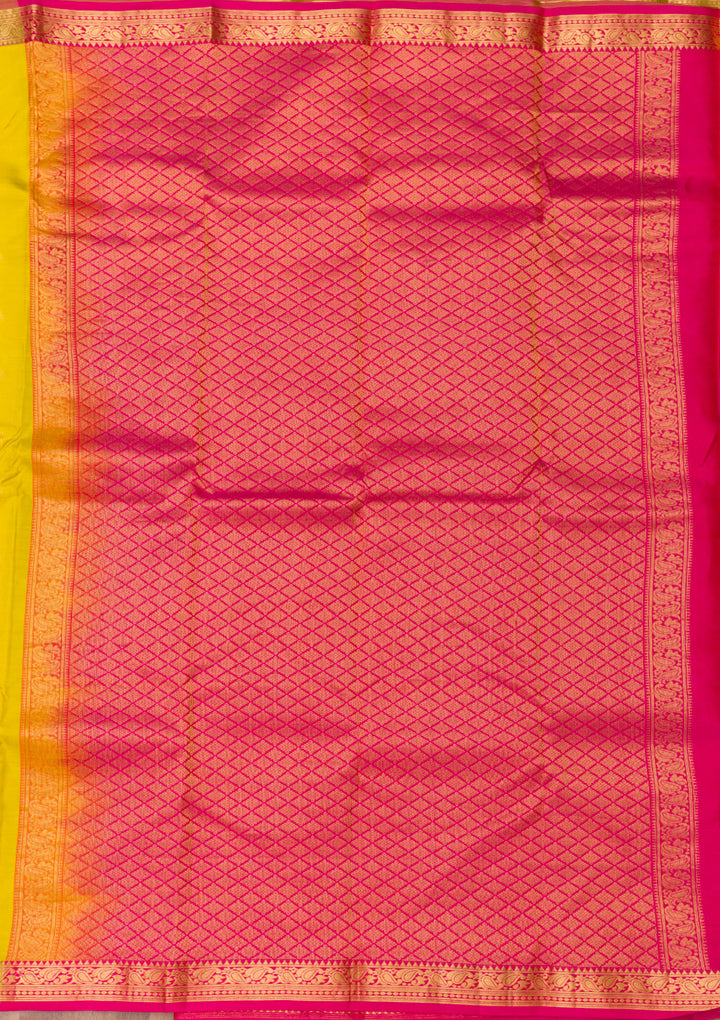 Mustard Zariwork Kanjivaram Pure Silk Saree