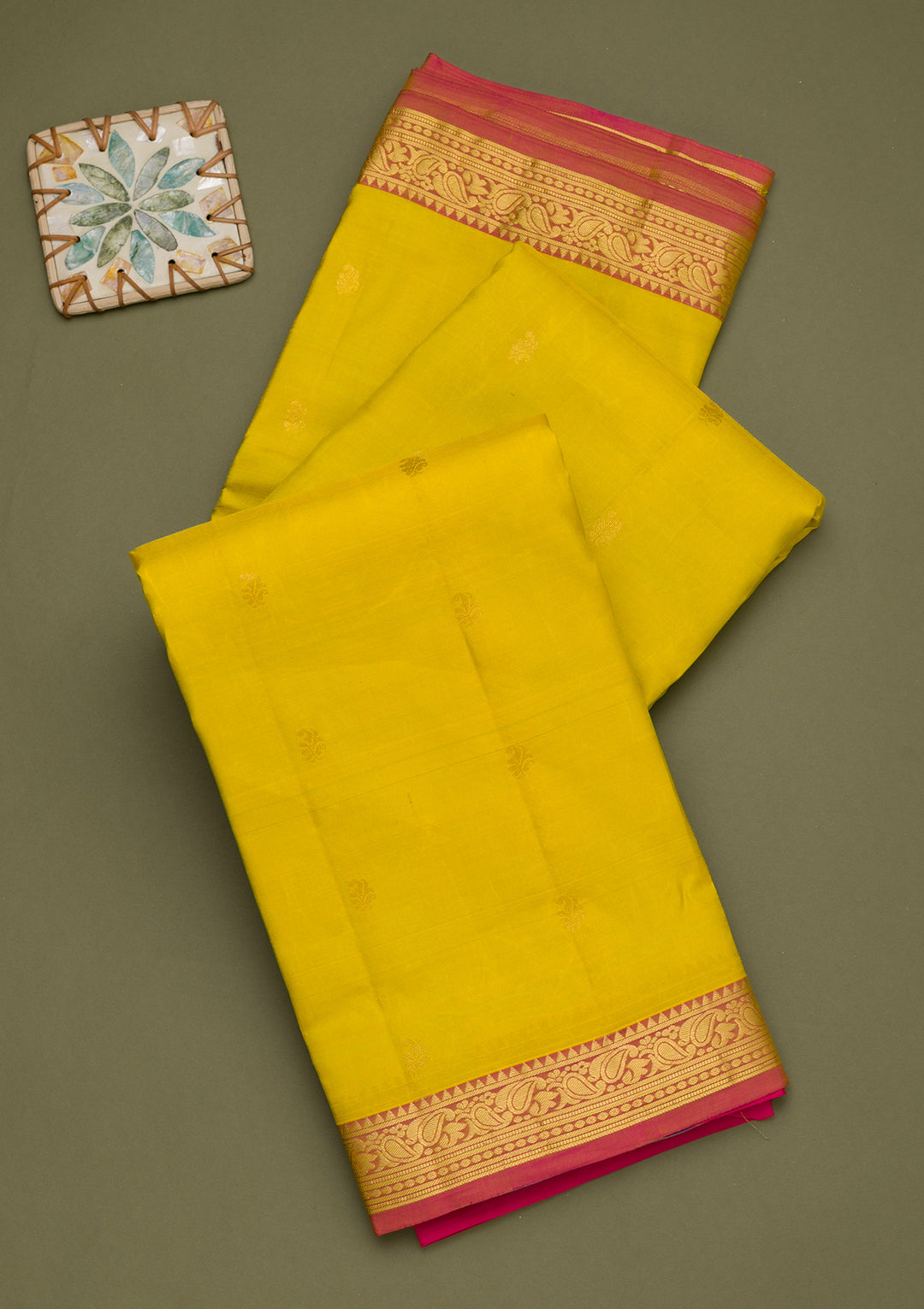 Mustard Zariwork Kanjivaram Pure Silk Saree