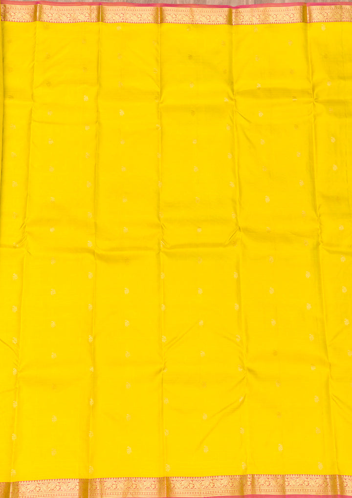 Mustard Zariwork Kanjivaram Pure Silk Saree