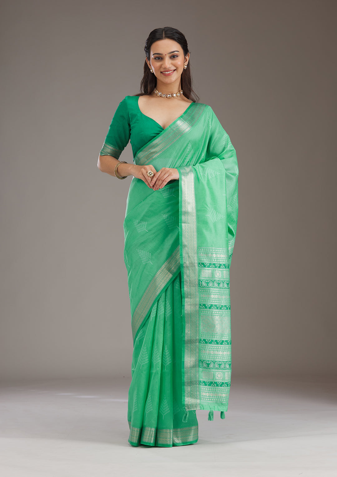 Green Zariwork Tissue Saree