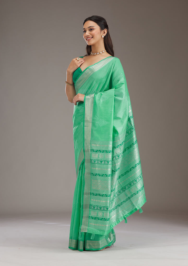 Green Zariwork Tissue Saree