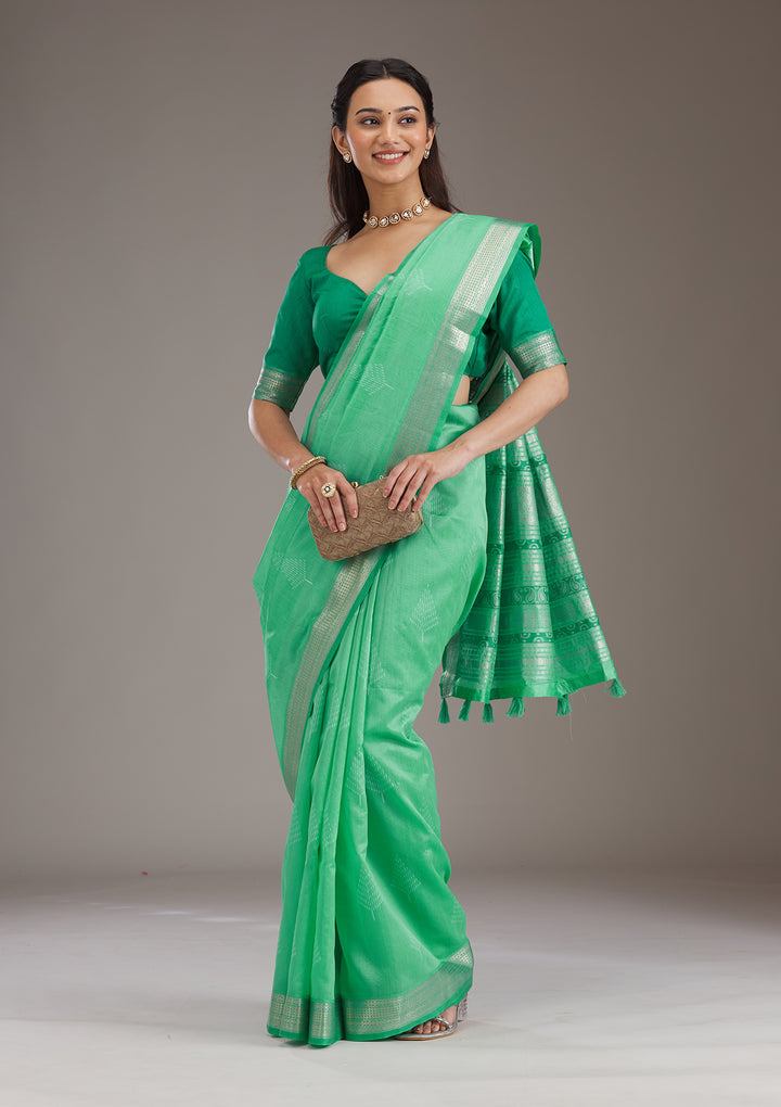 Green Zariwork Tissue Saree