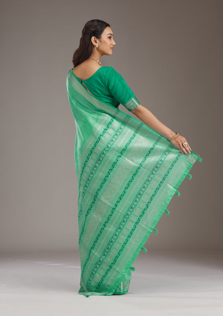 Green Zariwork Tissue Saree