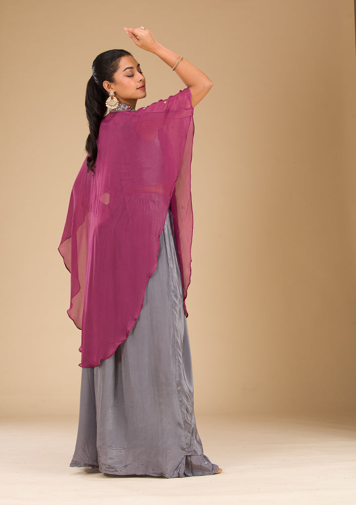 Grey Cutdana Georgette Readymade Salwar Suit