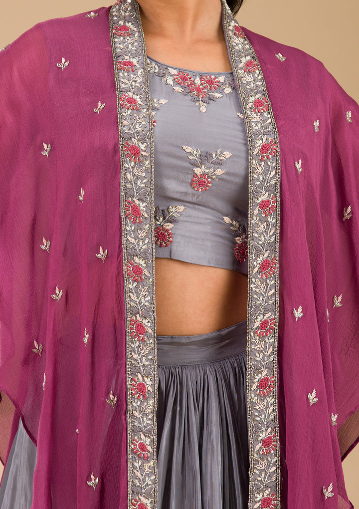 Grey Cutdana Georgette Readymade Salwar Suit