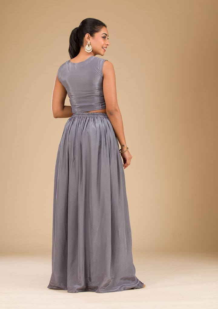 Grey Cutdana Georgette Readymade Salwar Suit