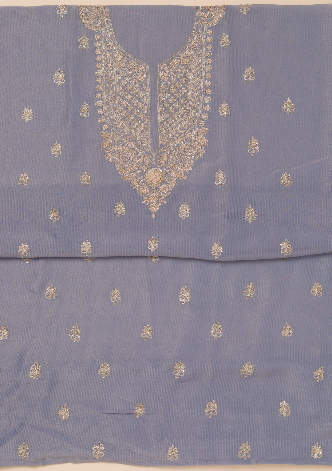 Grey Cutdana Tissue Unstitched Salwar Suit