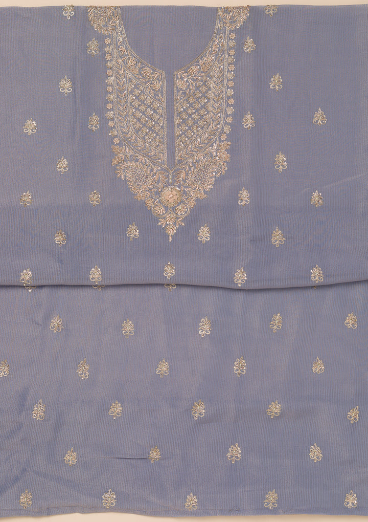 Grey Cutdana Tissue Unstitched Salwar Suit