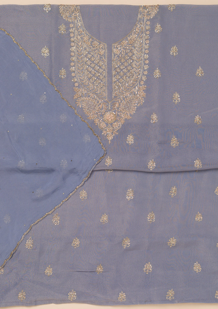 Grey Cutdana Tissue Unstitched Salwar Suit