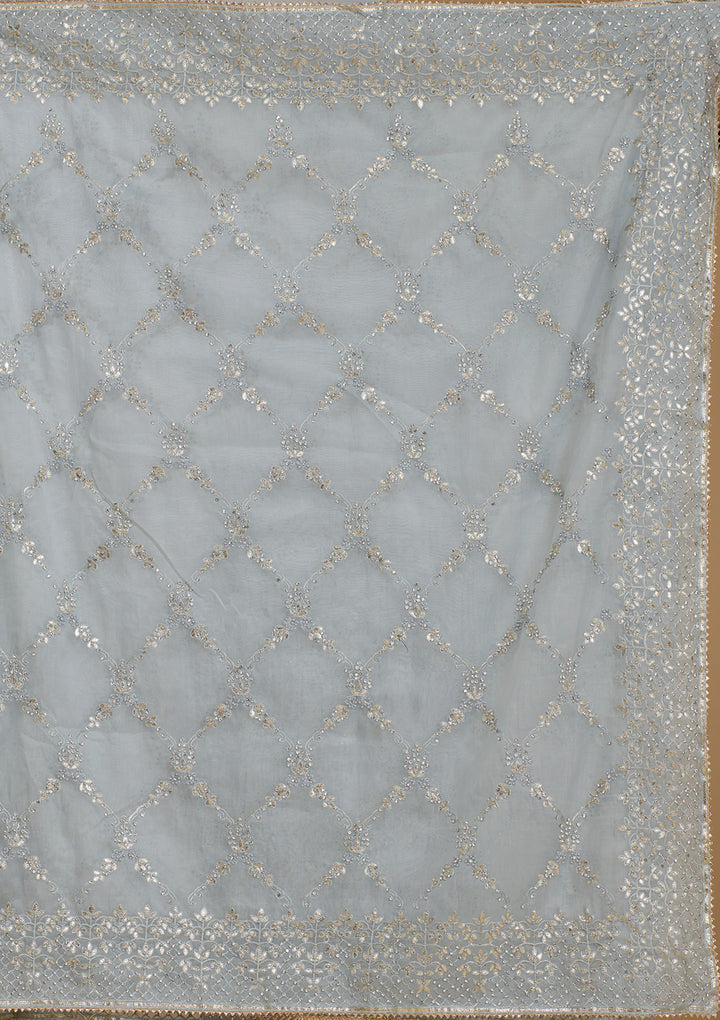Grey Gotapatti Tissue Saree